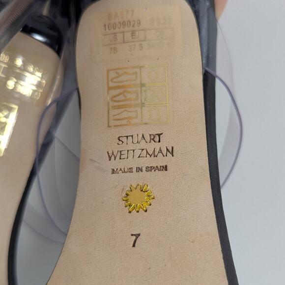 Stuart Weitzman Aleena Lucite PVC Heels Black and Clear Size 7 - Picture 4 of 15